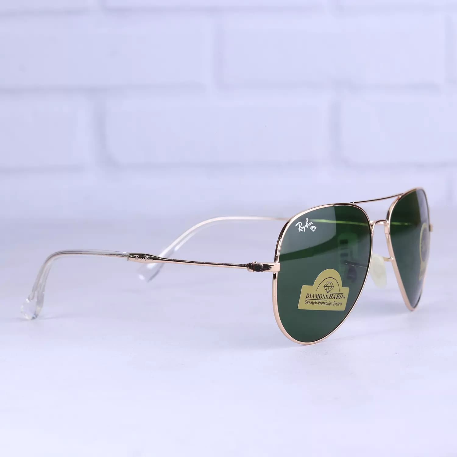 عینک آفتابی ری بن مردانه فلزی طلایی شیشه سبز RB 3026 F/1 — تصویر ۳