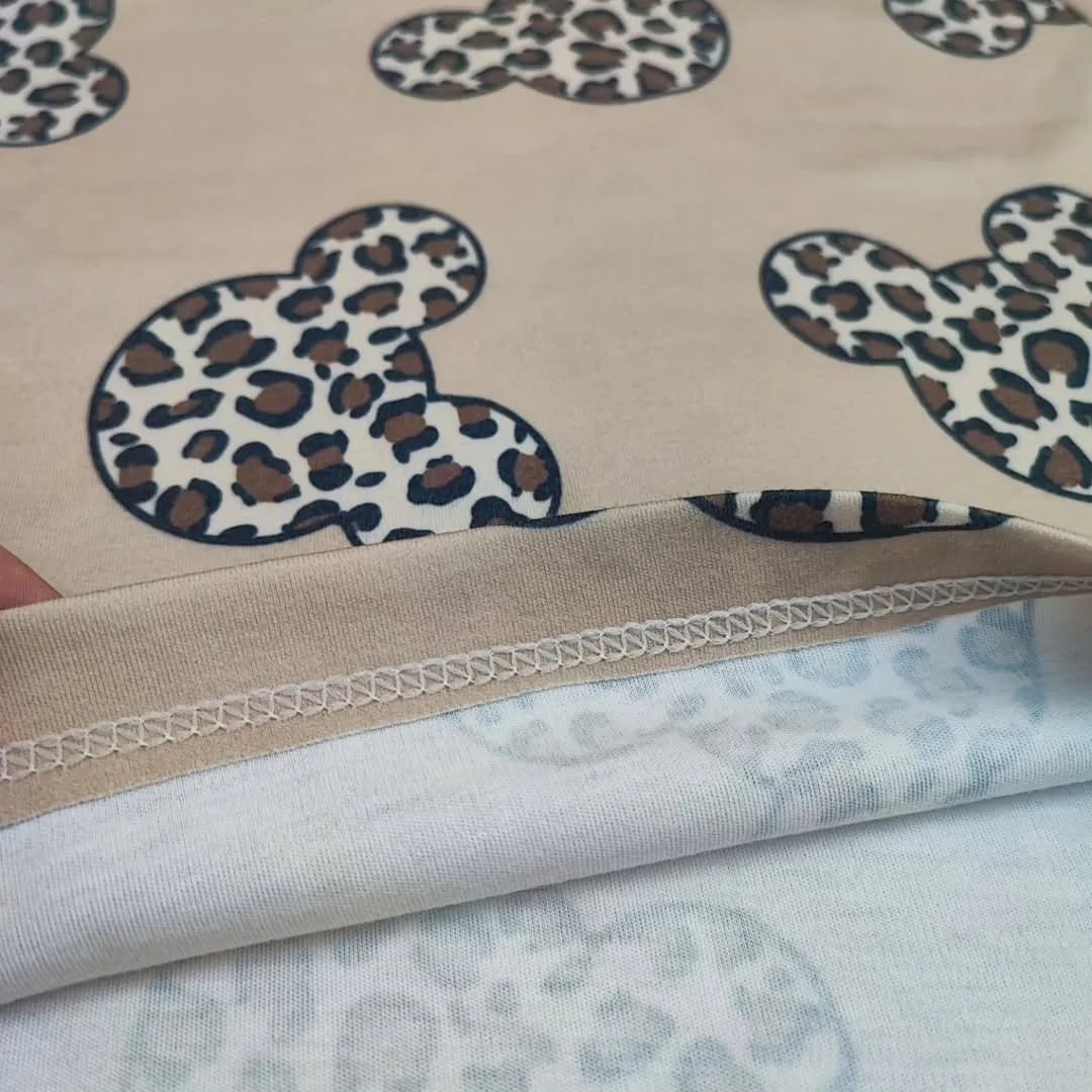 تیشرت و شلوار دخترانه طرح میکی پلنگی جنس نخ پنبه — تصویر ۳