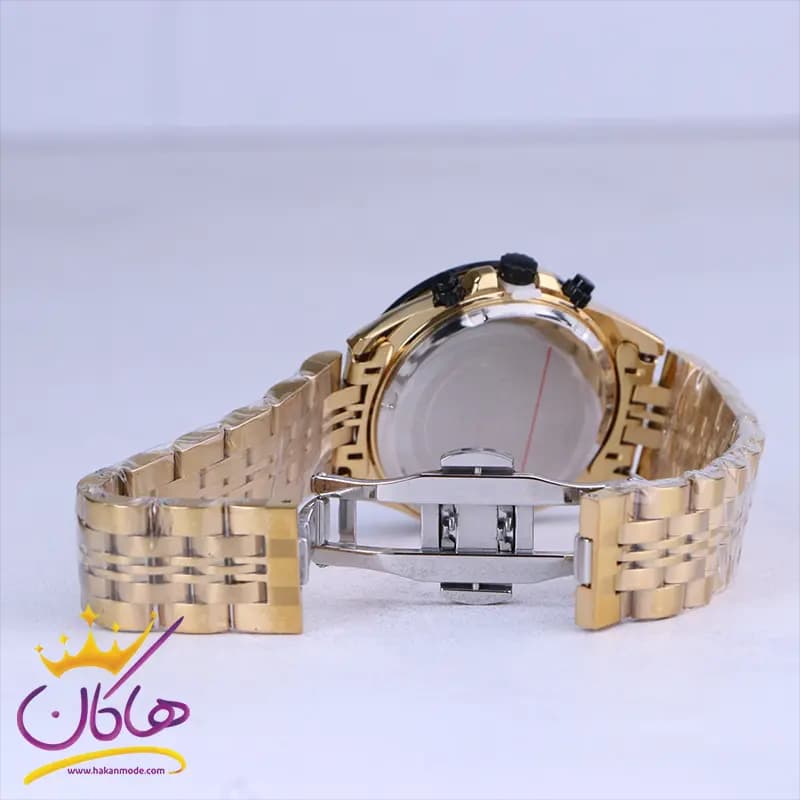ساعت مچی الگانس زنانه فلزی طلایی صفحه مشکی L 2363/1 — تصویر ۲