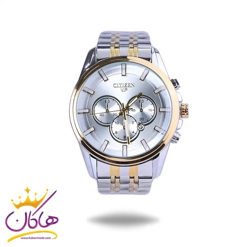 ساعت عقربه ای سیتیزن مردانه فلزی نقره ای طلایی G 9766/13