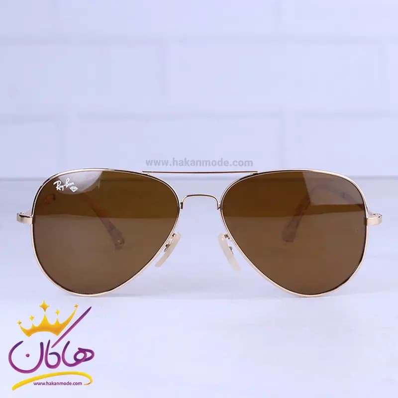 عینک آفتابی ری بن مردانه طلایی شیشه قهوه ای RB 3025F/4