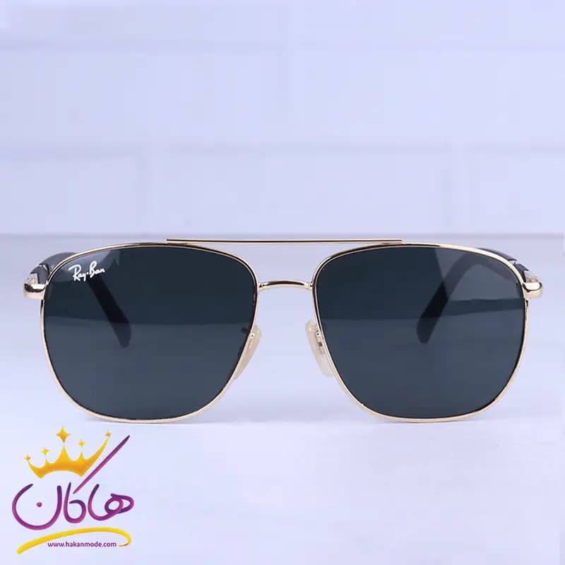 عینک آفتابی ری بن مردانه فریم فلزی طلایی RB 8025/1