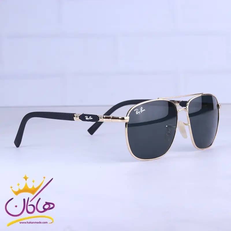 عینک آفتابی ری بن مردانه فریم فلزی طلایی RB 8025/1 — تصویر ۴
