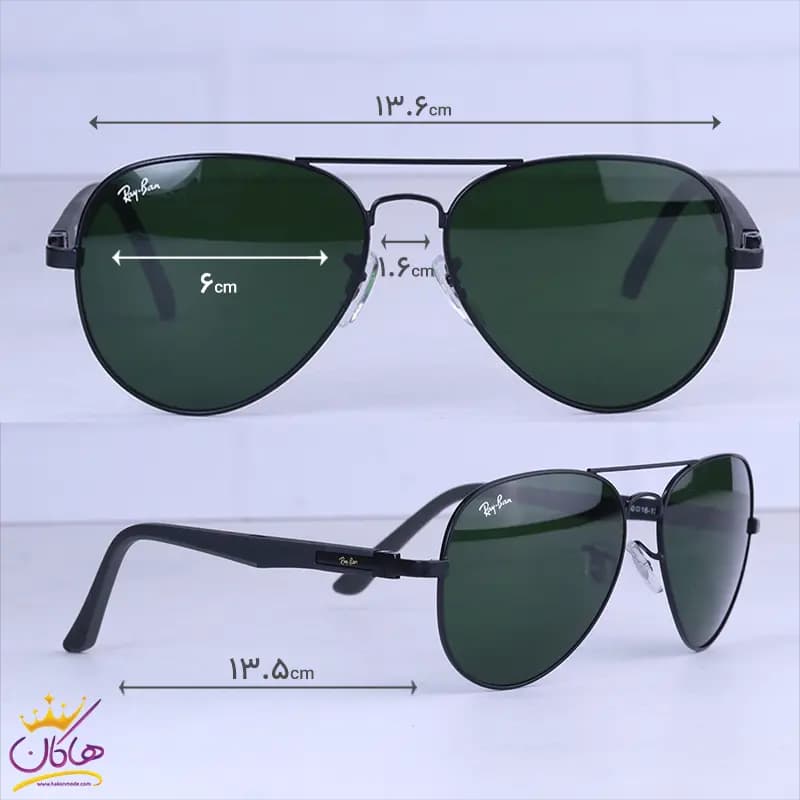عینک آفتابی ری بن مردانه مشکی شیشه سبز RB 5289/3 — تصویر ۲
