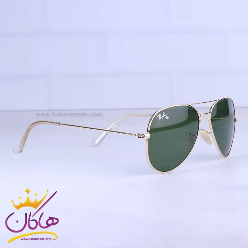 عینک آفتابی ری بن مردانه فلزی فریم طلایی خلبانی RB 3025/2 — تصویر ۴