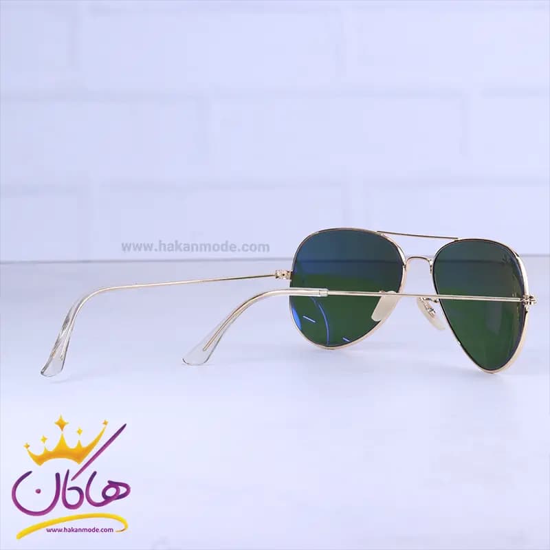 عینک آفتابی ری بن مردانه فلزی فریم طلایی خلبانی RB 3025/2 — تصویر ۳