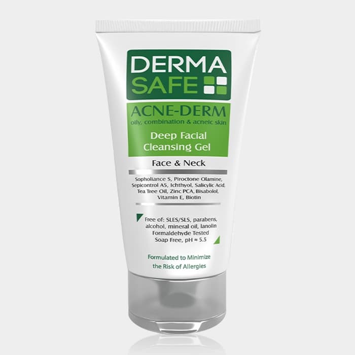 ژل شستشو پوست چرب آکنه درم درماسیف Derma Safe Acne-Derm Deep Facial Cleansing Gel 150ml