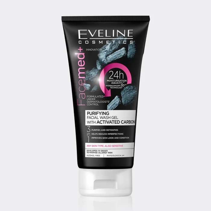 ژل شستشو زغال فعال اولاین EVELINE Activated Carbon Facial Wash Gel 150ml