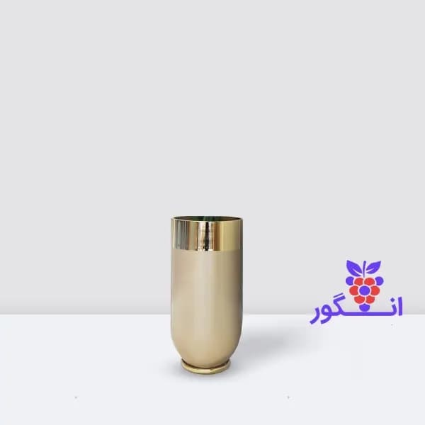 گلدان خالی فلز طلایی با لبه طلایی 50 سانتی