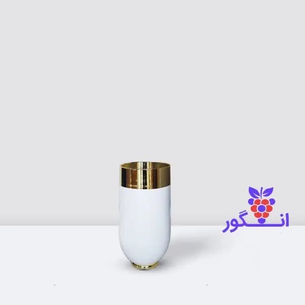 گلدان فلز سفید با لبه طلایی (ارتفاع 45 سانتی)