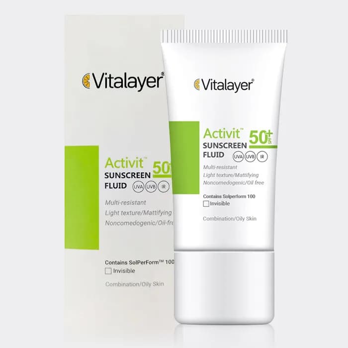فلوئید ضد آفتاب اکتیویت پوست چرب ویتالیر Vitalayer Activit Sunscreen SPF50 Fluid 50ml — تصویر ۲