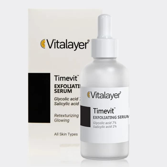 سرم لایه بردار و روشن کننده تایم ویت ویتالیر Vitalayer Timevit Exfoliating Glycolic Acid Serum 30ml — تصویر ۲