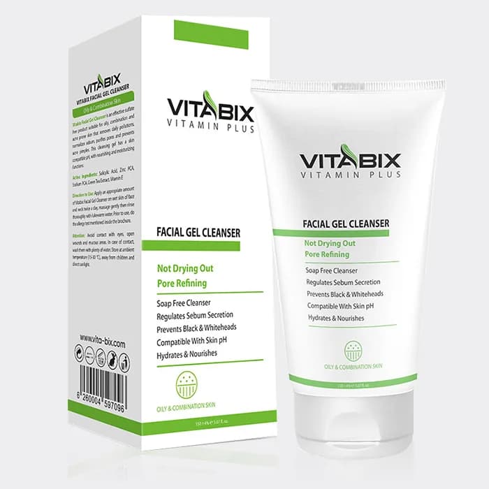 ژل شستشو ویتامینه پوست چرب ویتابیکس Vitabix Oily & Combitation Skin Facial Gel Cleanser 150ml — تصویر ۲