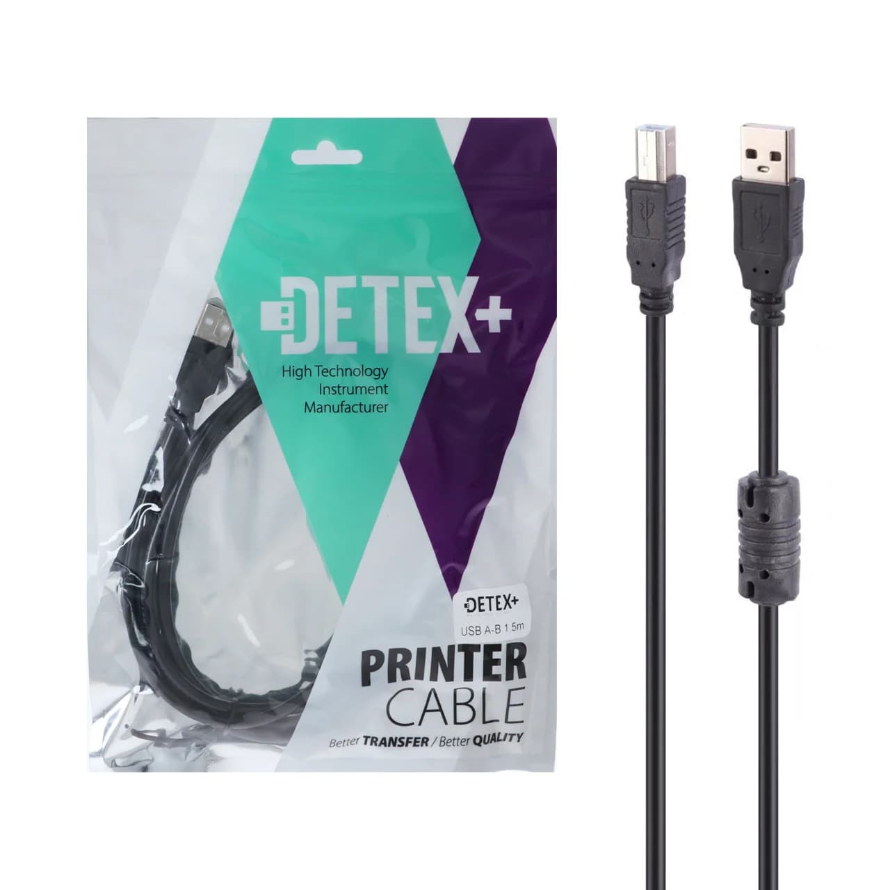 کابل پرینتر 1.5 متری +DETEX – مشکی