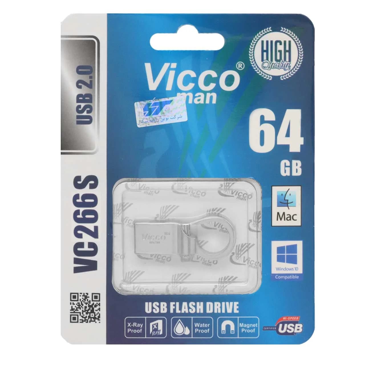 نقره ای Vicco VC266 S USB2.0 Flash Memory-64GB