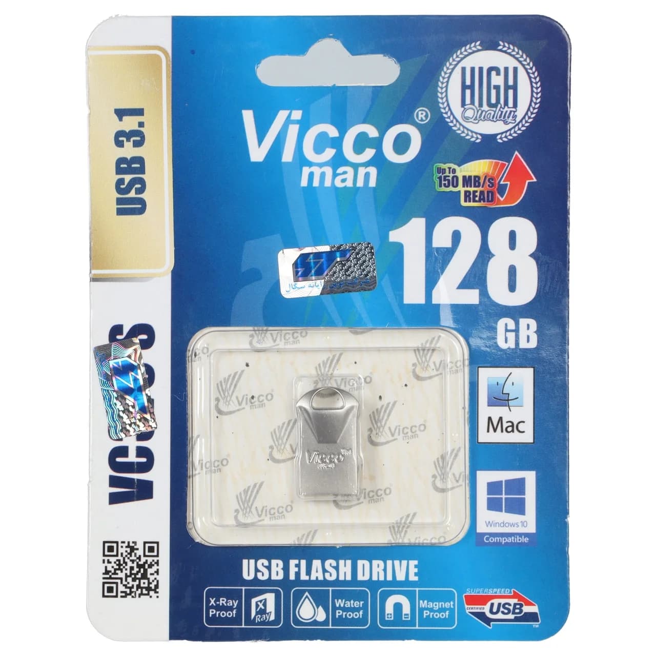 (گارانتی مادام العمر رایانه نوین سگال) نقره ای Vicco man VC300 S USB3.1 Flash Memory – 128GB