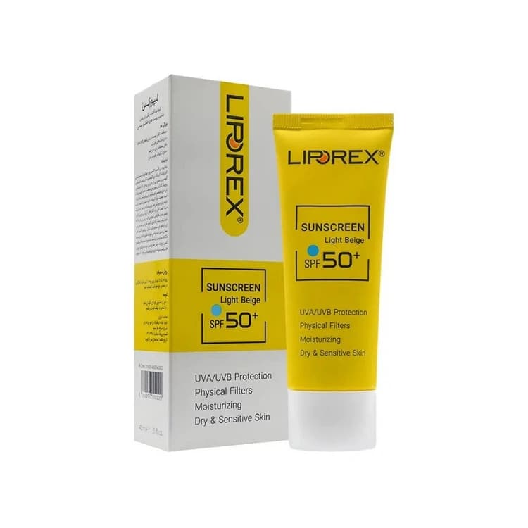 کرم ضد آفتاب رنگی (بژ روشن) spf50 لیپورکس مناسب پوست خشک و حساس 40ml