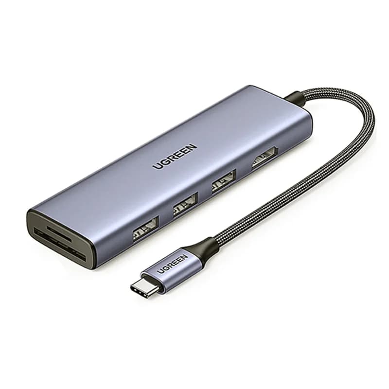 هاب 6 پورت USB-C یوگرین مدل CM511-20956A با 3 پورت USB 3.0 و 1 پورت HDMI و کارت حافظه SD/TF