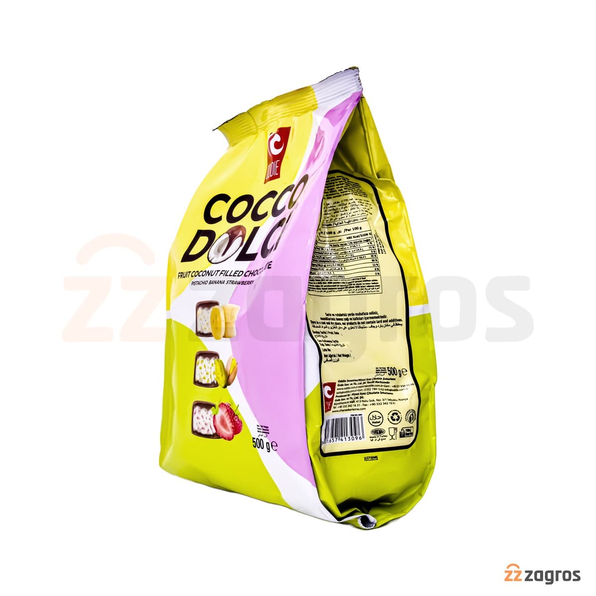 شکلات Oddie سری Cocco Dolci با مغز کرم نارگیل میوه ای 500 گرم — تصویر ۲