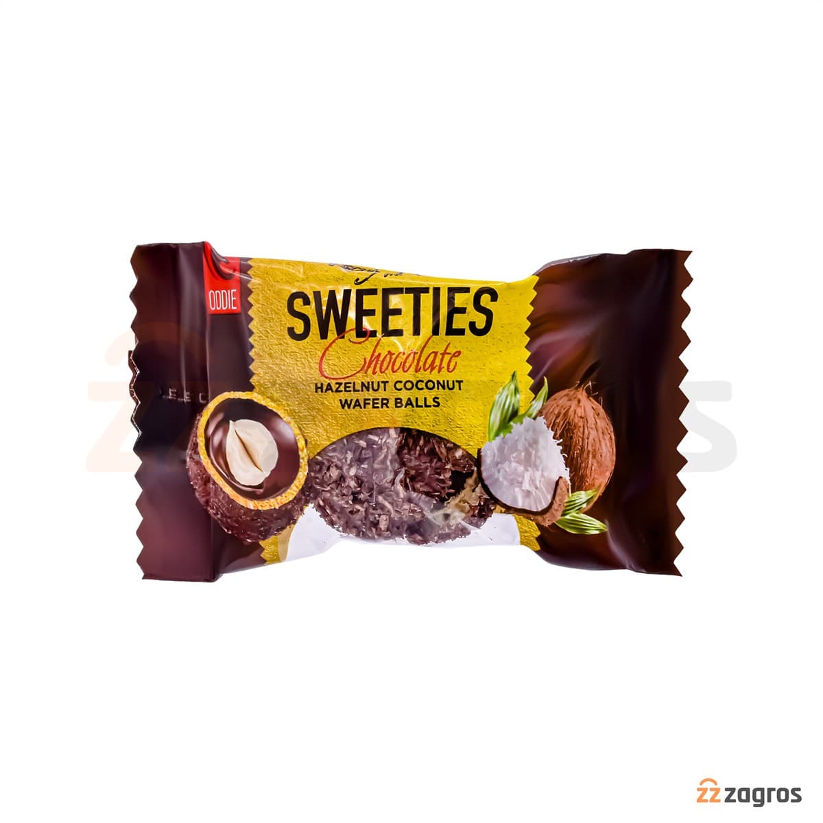 ویفر توپی نارگیلی Oddie سری Sweeties با مغز شکلات و فندق 500 گرم — تصویر ۴