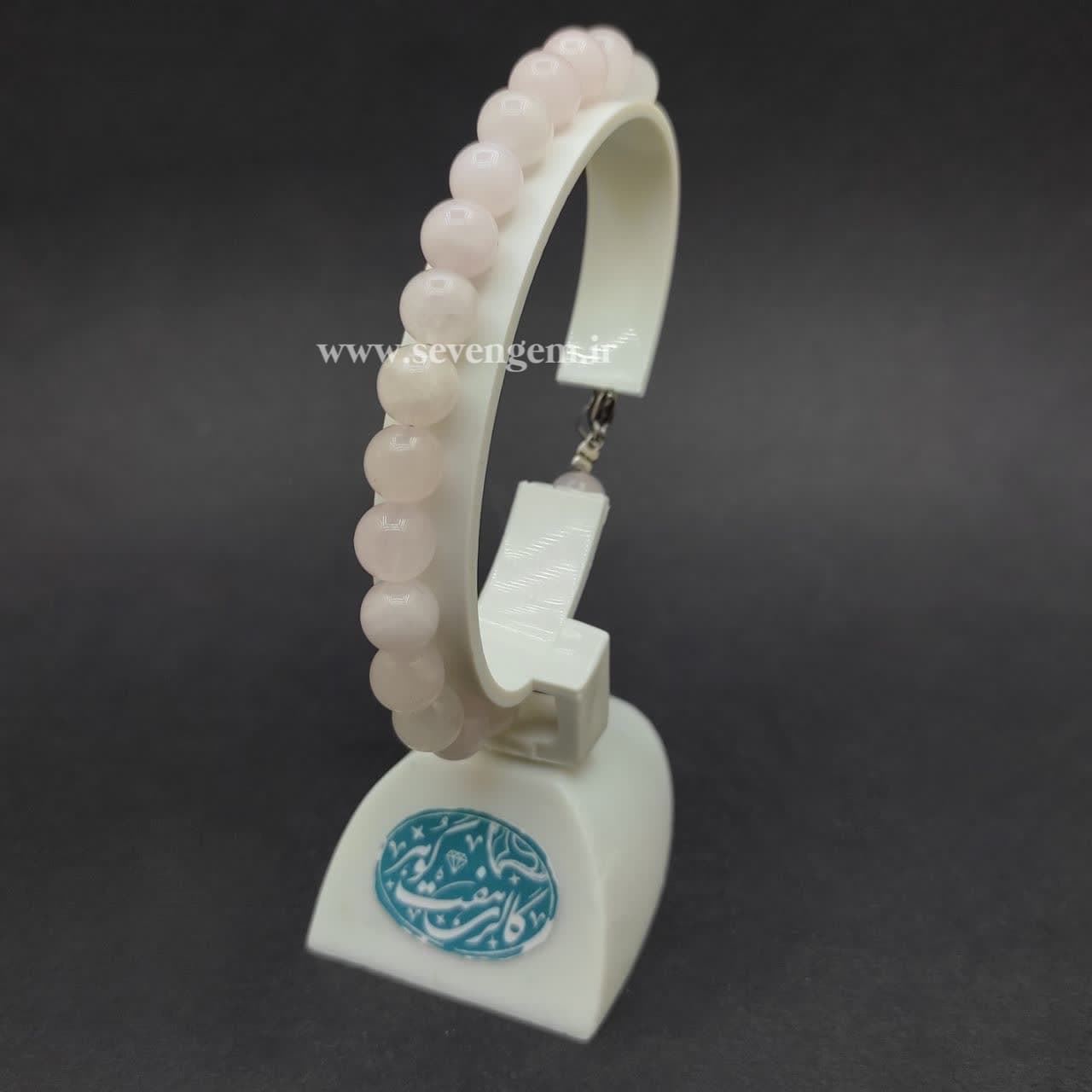 دستبند زنانه سنگ رزکوارتز (کدA313) — تصویر ۲