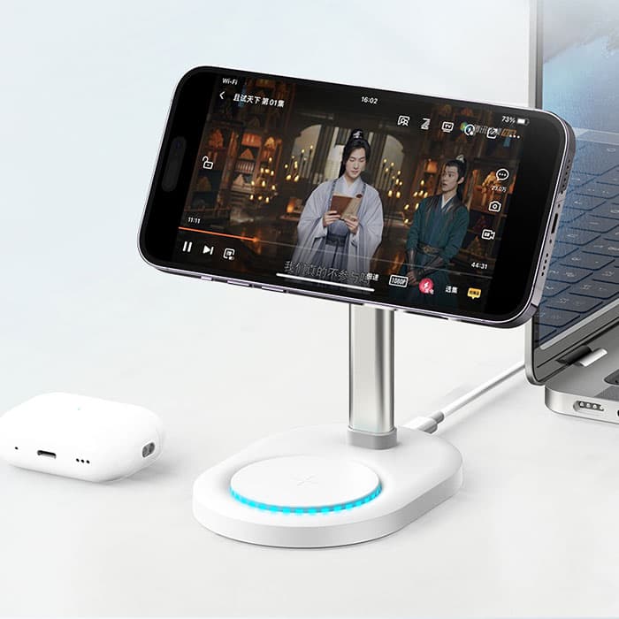 شارژر بی سیم و پایه نگهدارنده رومیزی رسی مدل RCW-32 — تصویر ۵