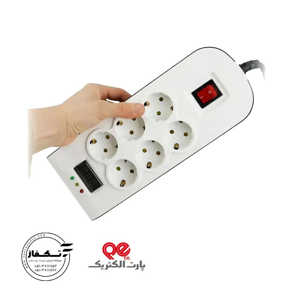 محافظ دیجیتال لوازم خانگی شش خانه با کابل 1.8 متری پارت الکتریک — تصویر ۳
