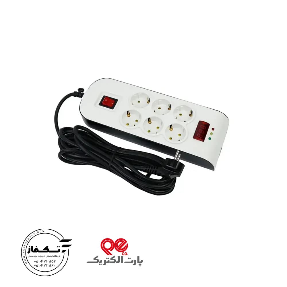محافظ دیجیتال لوازم خانگی شش خانه با کابل 1.8 متری پارت الکتریک — تصویر ۲