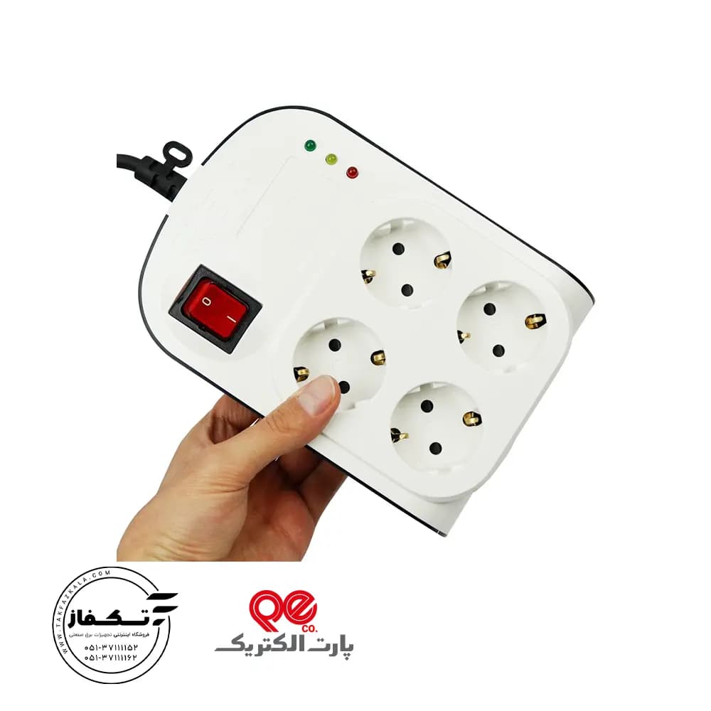 محافظ برق کامپیوتر آنالوگ چهارخانه با کابل 1.8 متری پارت الکتریک — تصویر ۳