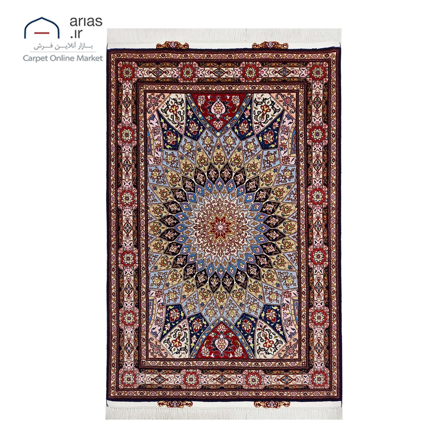 فرش دستباف ذرع و نیم نقشه گنبد چله نخ بافت تبریز کد D19124T