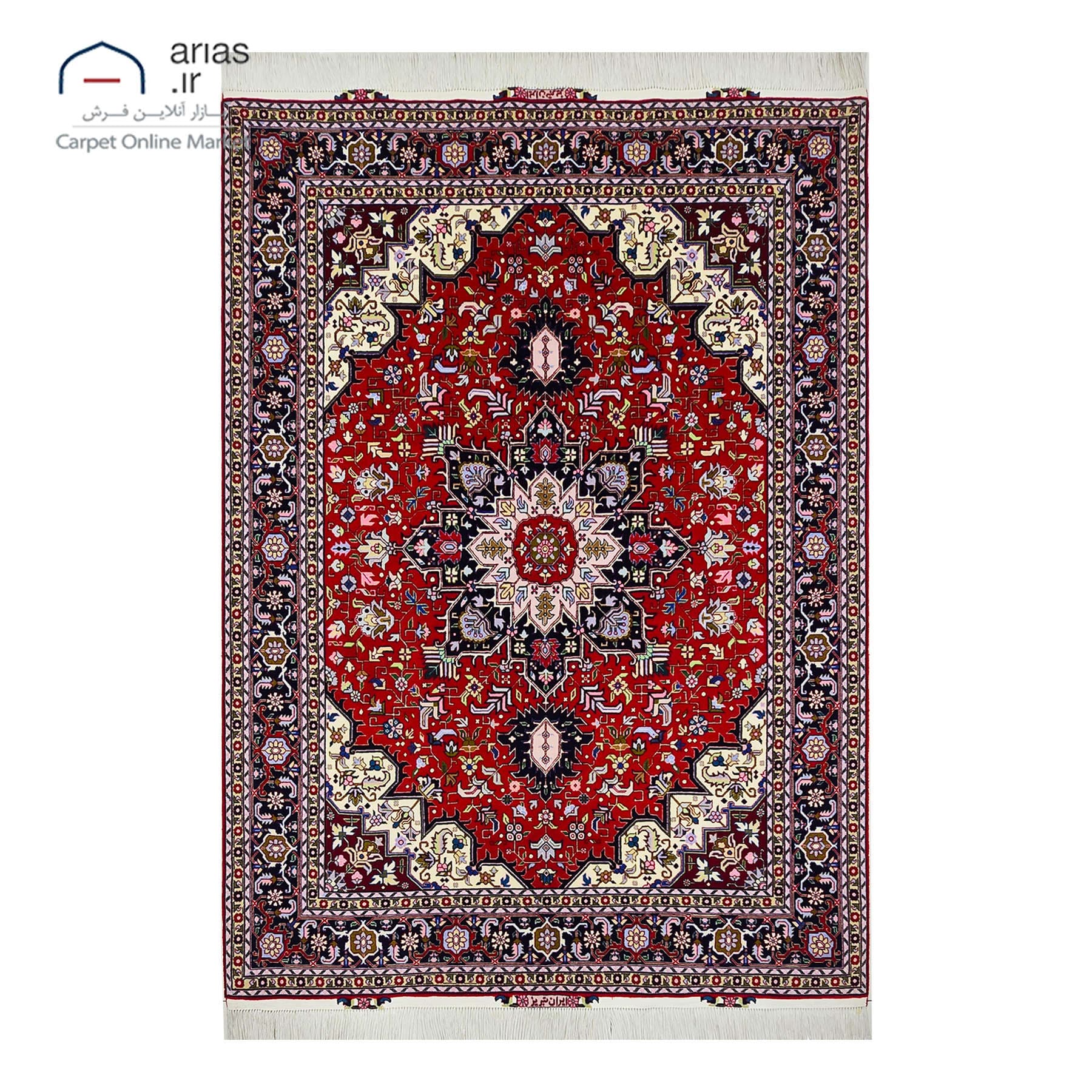 قالیچه دستباف 3 متری نقشه هریس چله نخ گل ابریشم بافت تبریز کد D19120T