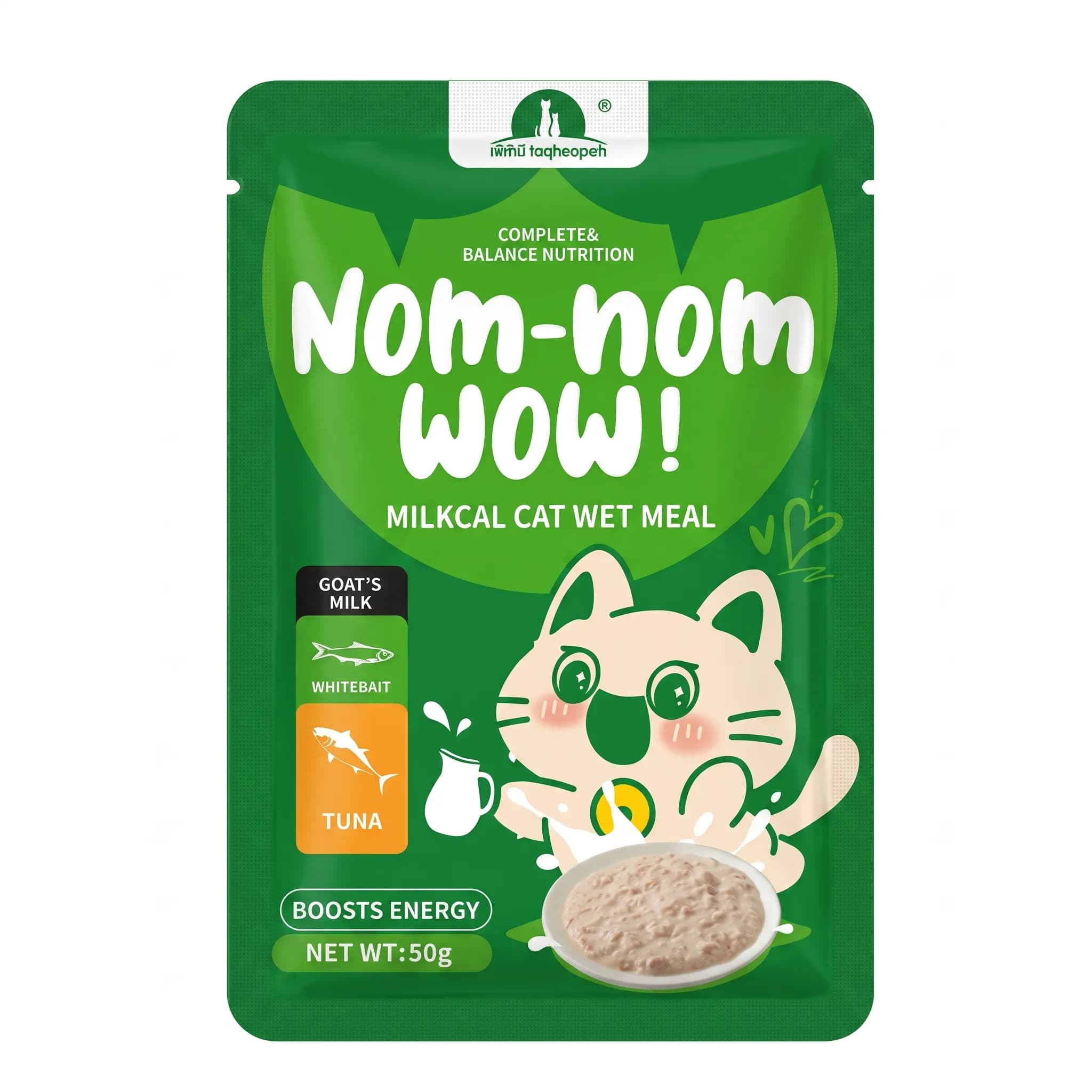 پودینگ گربه نوم نوم طعم شیر بز و ماهی سفید Noom Noom Cat Pudding Goat Milk and White Fish 50g