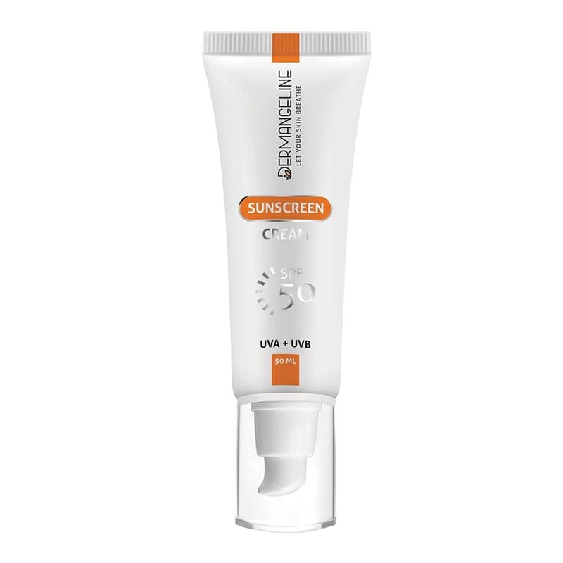 کرم ضد آفتاب بی رنگ SPF50 انواع پوست درم انجلین