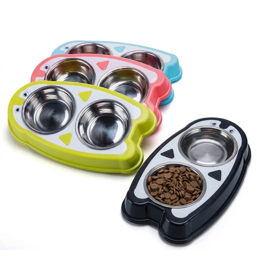 ظرف آب و غذای دوقلو مدل پنگوئن Penguin Twin Bowl