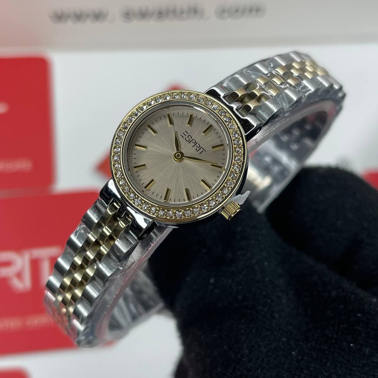 ساعت زنانه اسپریت ESPRIT دور نگین موتور ساخت ژاپن کیفیت عالی استیل 316 رنگ ثابت کد 1922835