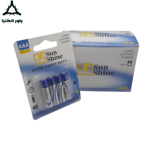 باتری 1.5V نیم قلمی Sun Shine سان شاین | بسته 12 کارتی | 48 عددی