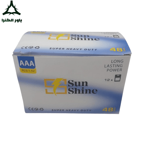 باتری 1.5V نیم قلمی Sun Shine سان شاین | بسته 12 کارتی | 48 عددی — تصویر ۲
