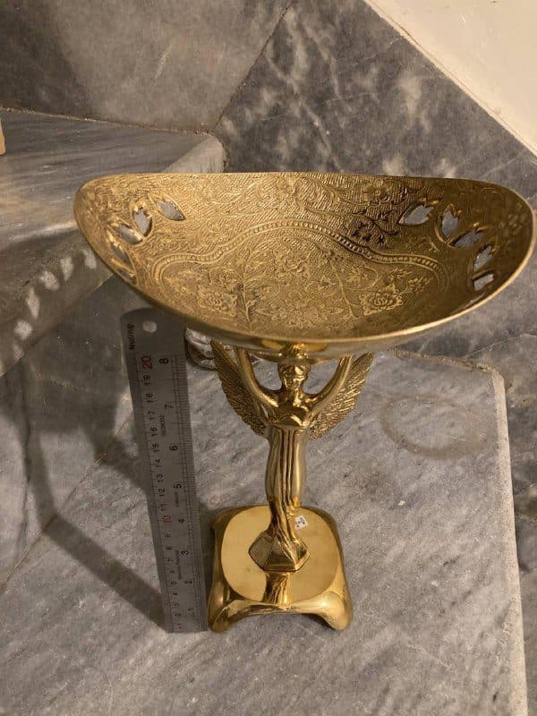 ظرف میوه پایه فرشته برنجی هندی