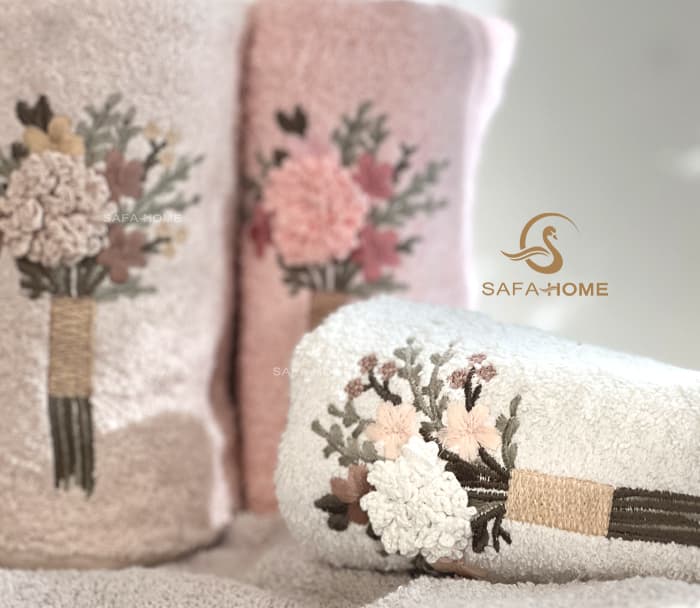 حوله دستی گل برجسته طرح فولیا 50×90 سانتی متر — تصویر ۲