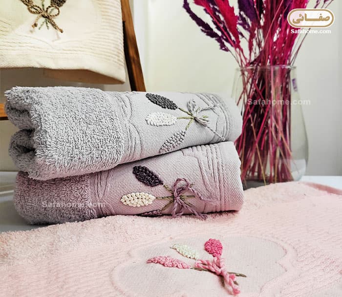حوله دستی گل برجسته طرح گندم 50×90 سانتی متر — تصویر ۳