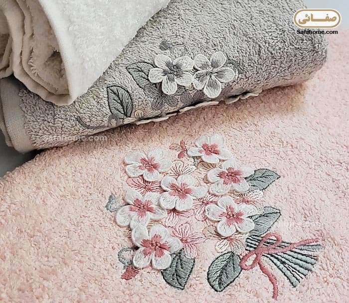 حوله دستی گل برجسته طرح دسته گل 50×90 سانتی متر — تصویر ۳