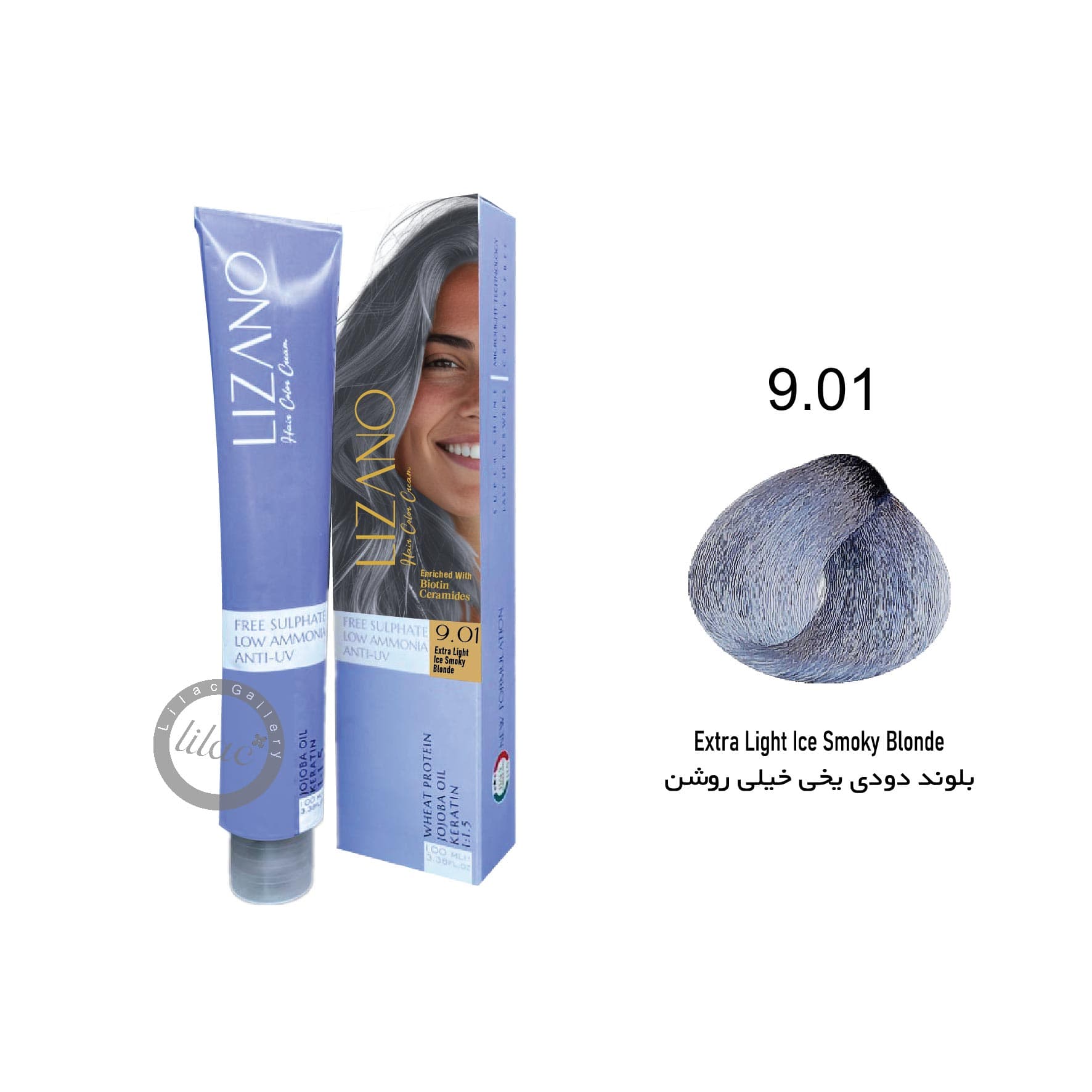 لیزانو lizano رنگ مو شماره 9.01 بلوند دودی یخی خیلی روشن 100 میل