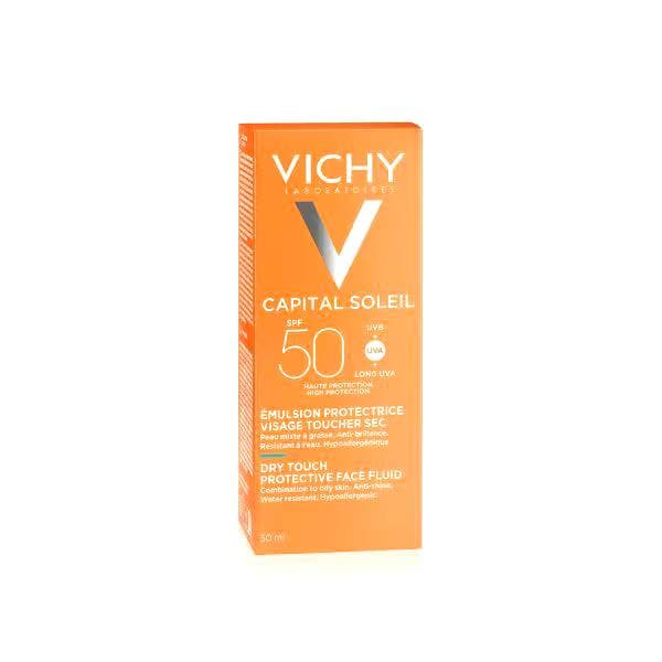 فلوئید ضد آفتاب بی رنگ Dry Touch سری Capital Soleil ویشی 50 میل — تصویر ۴