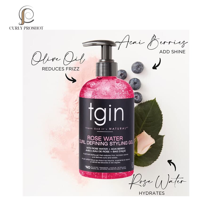 ژل حالت دهنده و کنترل وز مو رز واتر Tgin حجم 384 میل Thank God It’s Natural (tgin) Rose Water Defining Styling Gel — تصویر ۲