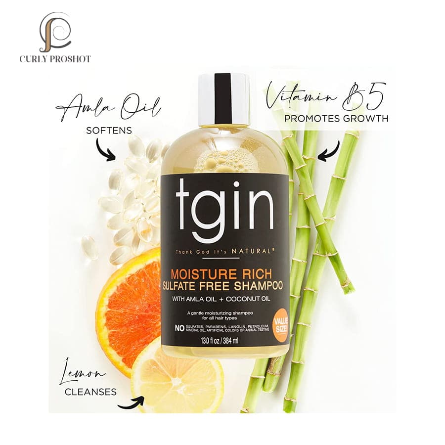 شامپو آبرسان و رطوبت رسان موهای فر خشک TGIN حجم 384 میل Tgin Moisture Rich Sulfate Free Shampoo For Natural Hair — تصویر ۲