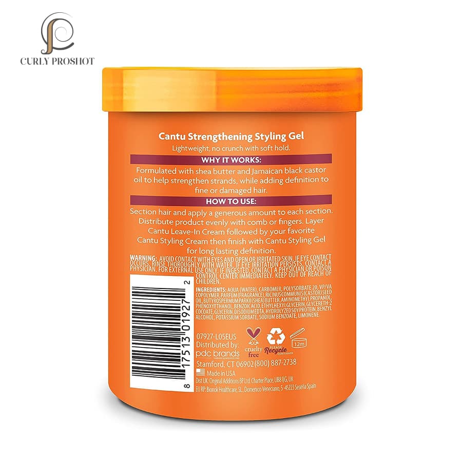 ژل تقویت کننده و محافظ ساقه مو فر کرچک کنتو Cantu Strengthening Styling Gel with Jamaican Black Castor Oil — تصویر ۳