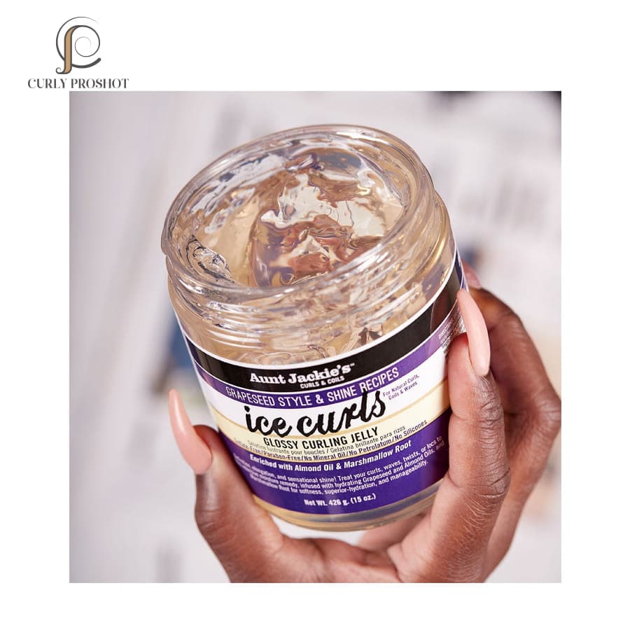 ژل فر کننده و براق کننده هسته انگور آنت جکیز Aunt Jackies Curls & Coils Ice Curls Glossy Curling Jelly — تصویر ۴