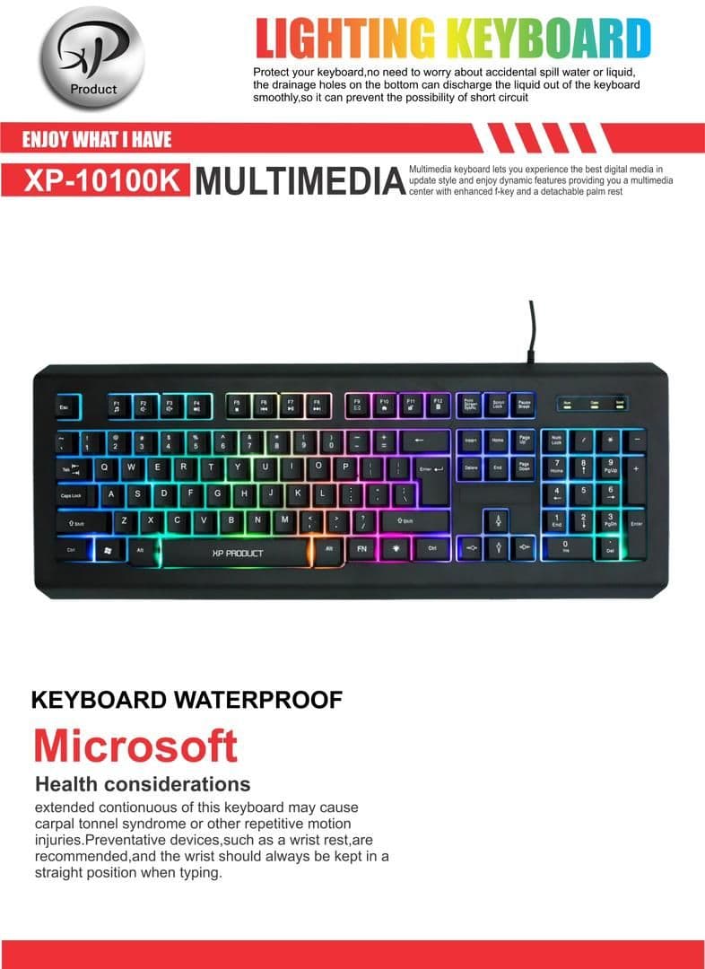 کیبرد سیمی برند XP مدل 10100K RGB