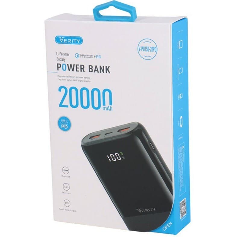 پاوربانک Verity ظرفیت 20000 فست شارژ مدل PU150 — تصویر ۷