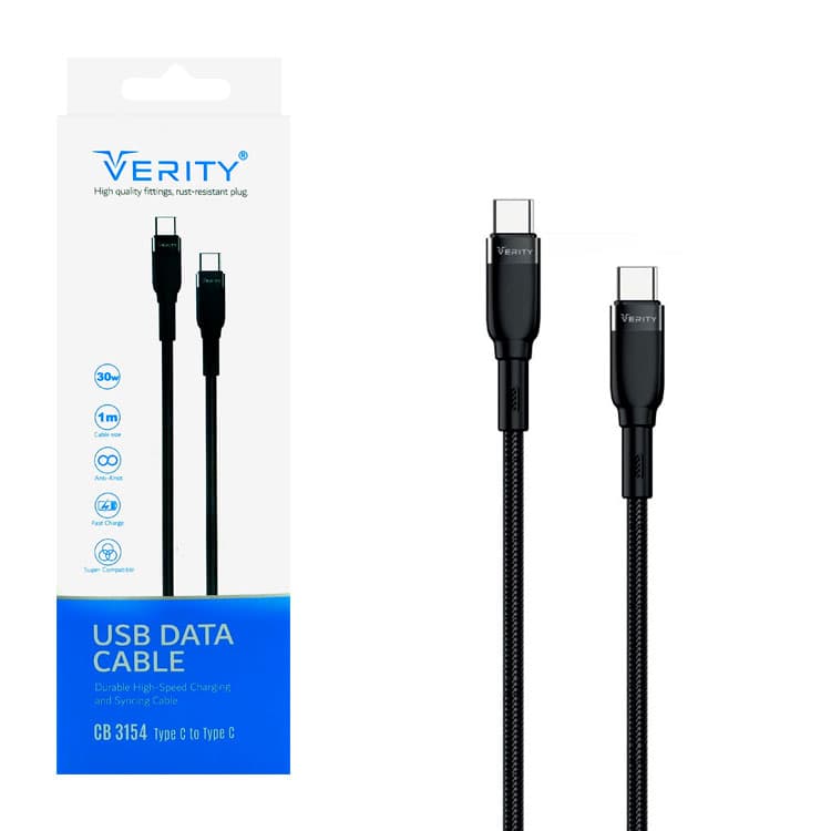 کابل دیتا و شارژ VERITY دو سر Type-C مدل 3154